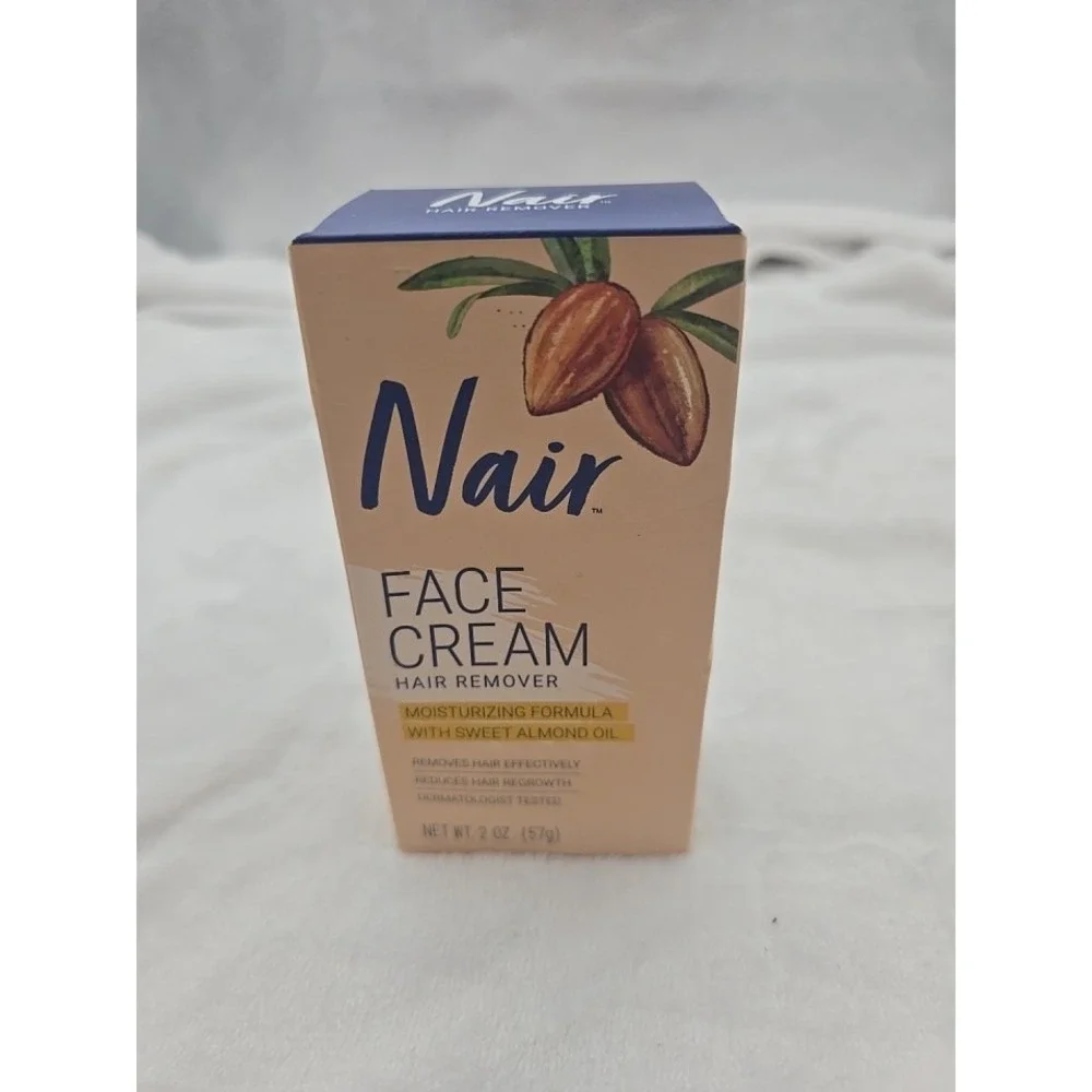 Nair Face Cream Hair Remover with Sweet Almond Oil, 2 oz